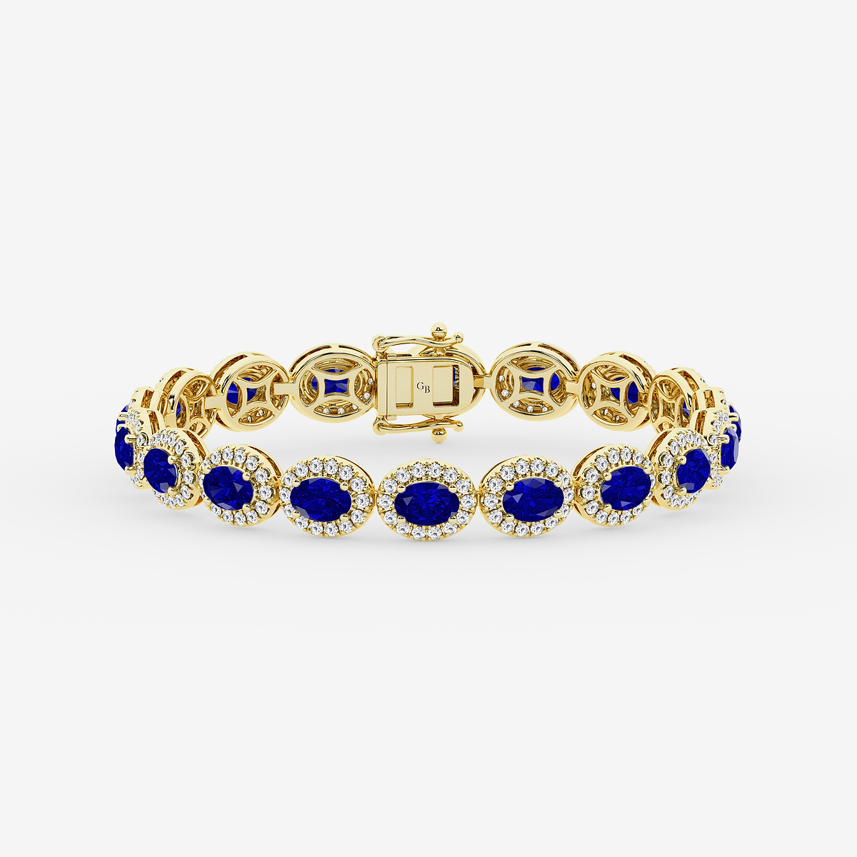 8 1/2 Oval Cut Created Sapphire and Round Lab Grown Diamond Bracelet - 7 Inches